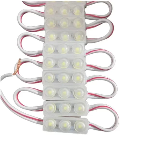 MINI MÓDULO  DE LED 3 LED COM LENTE BRANCO QUENTE 12V CARTELA COM 20 UN