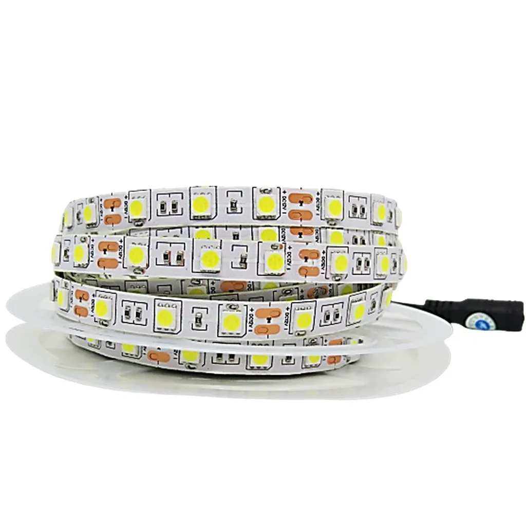 FITA DE LED 5050 60 LED POR METRO BRANCO QUENTE 12V ROLO COM 5 METROS