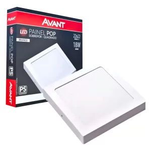 PLAFON DE SOBREPOR 18W QUADRADO BRANCO FRIO